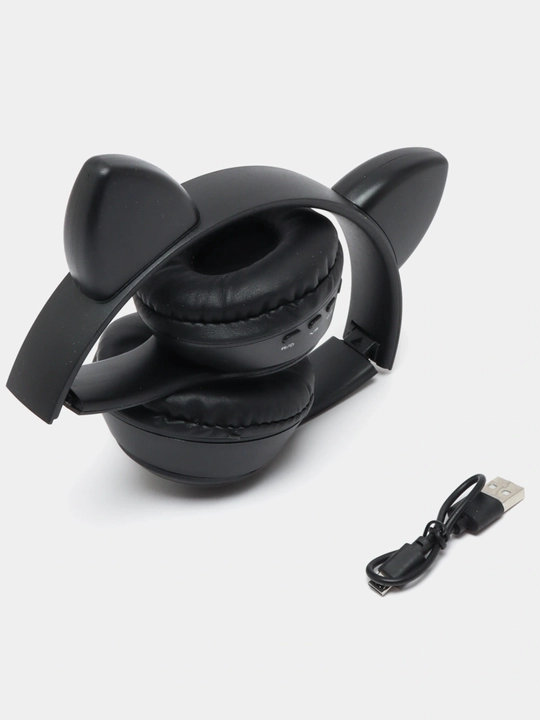Cat Ear simsiz quloqchinlar (Bluetooth 5.3) – LED yoritgichli, bolalar va qizlar uchun