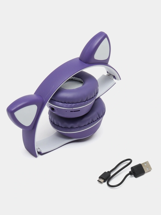 Cat Ear simsiz quloqchinlar (Bluetooth 5.3) – LED yoritgichli, bolalar va qizlar uchun