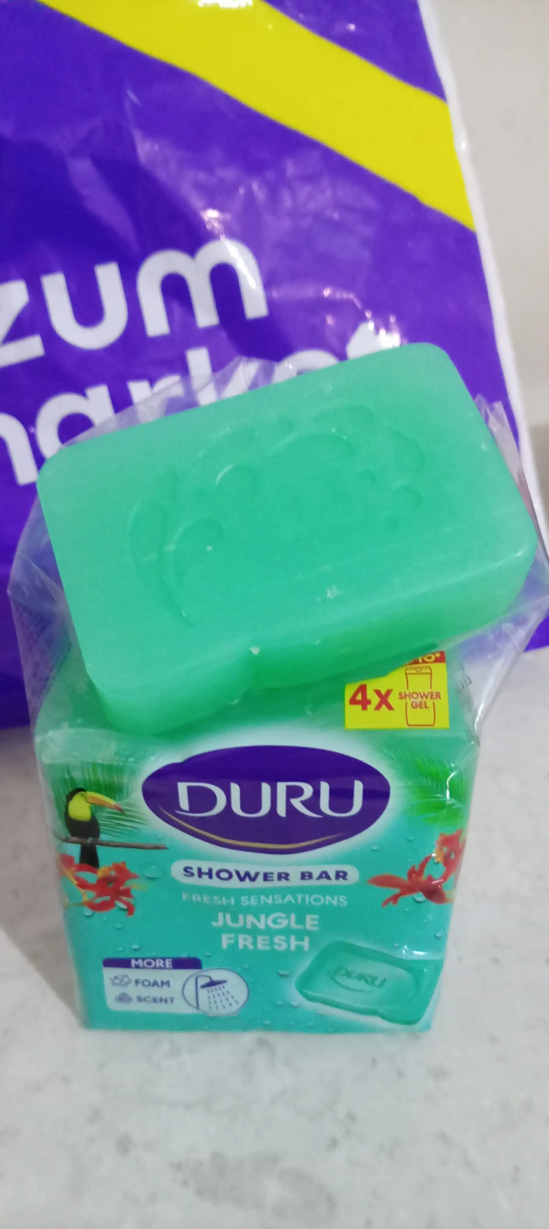 Yuvinish sovuni "Duru", yangi tuyg'u, yag'mur ormani, qadoqda 4 dona