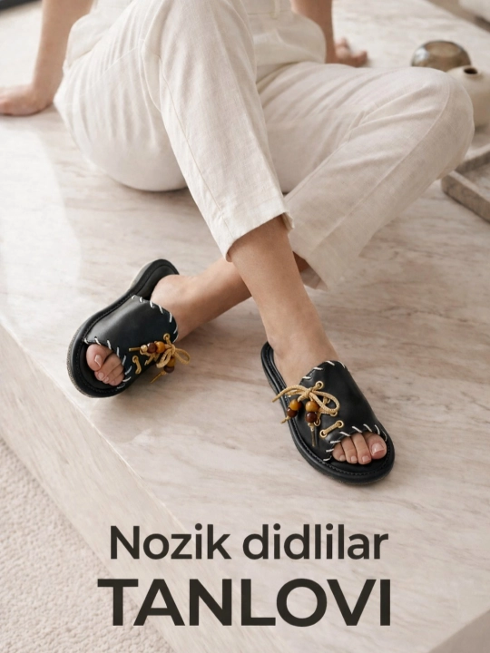 Ayollar uchun uy shippaklari yoz uchun munchoqli ayollar poyabzali, tapichkasi 36-40 - 