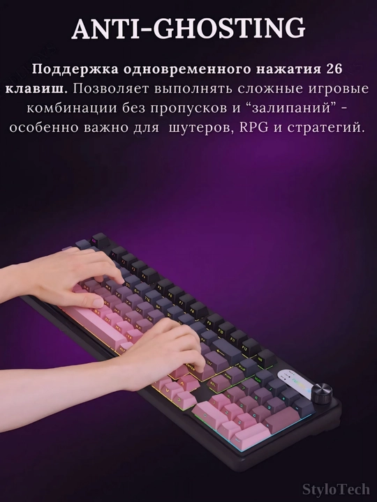 Клавиатура игровая мембранная, бесшумная и компактная, водонепроницаемая c RGB подсветкой