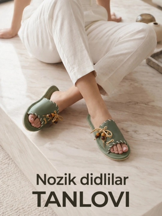 Ayollar uchun uy shippaklari yoz uchun munchoqli ayollar poyabzali, tapichkasi 36-40 - 