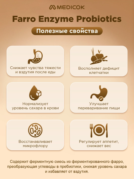 Растительные ферменты Farro Biotics (Фарро-Биотик) для лёгкого пищеварения