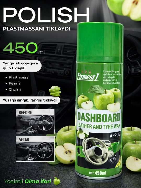 Avtomobil paneli uchun polish Firmest Lemon, plastmassa va charm, 450 ml - 