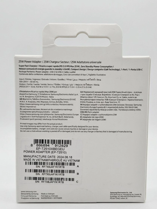 Samsung Super Fast Charging tarmog'ich quvvatlagichi (25W - 45W) + Type-C kabeli