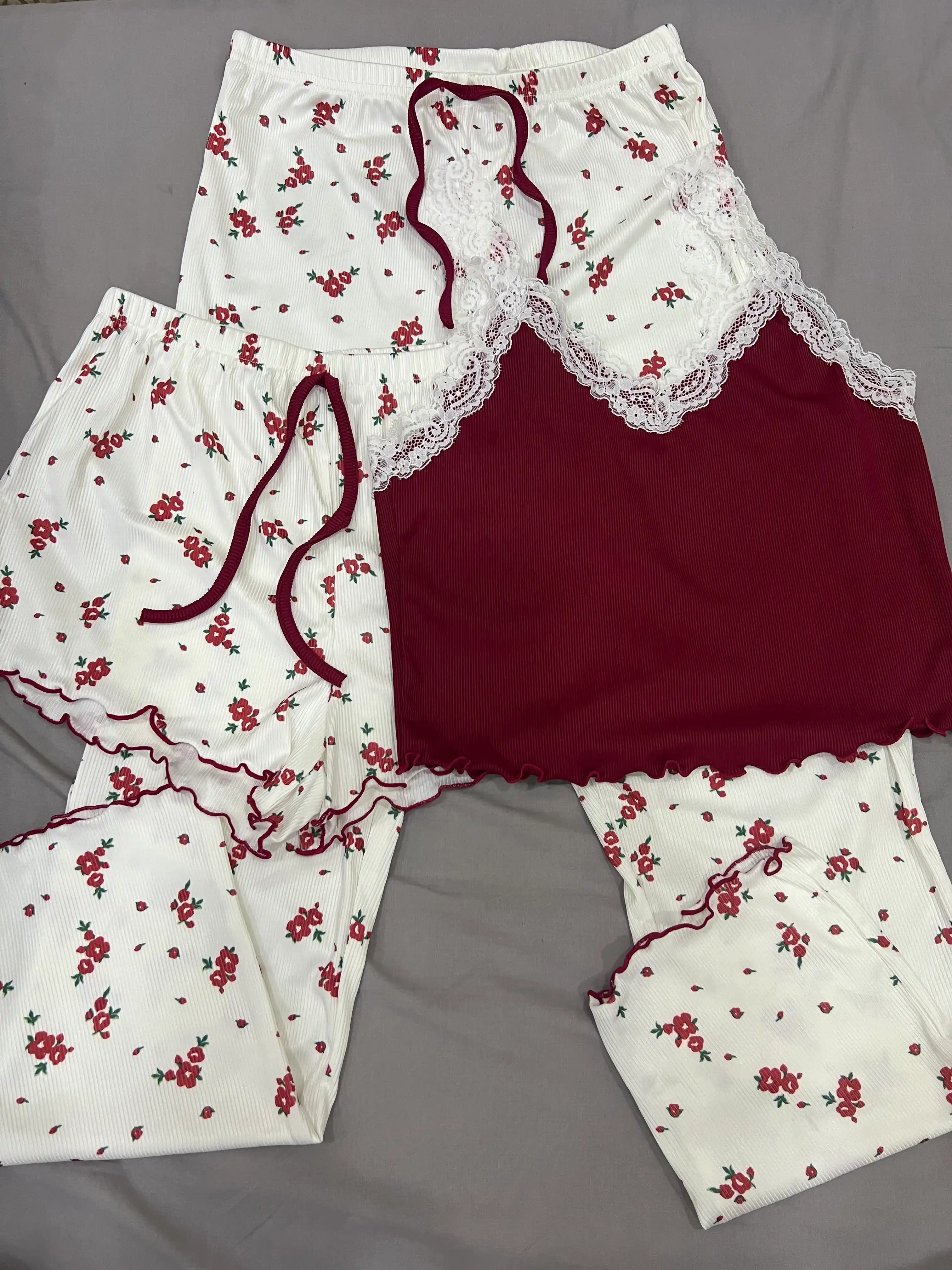 Pijama ayollar uchun 3x1, ayollar uy kiyimi to‘plami, troyka - top, shim va shortik