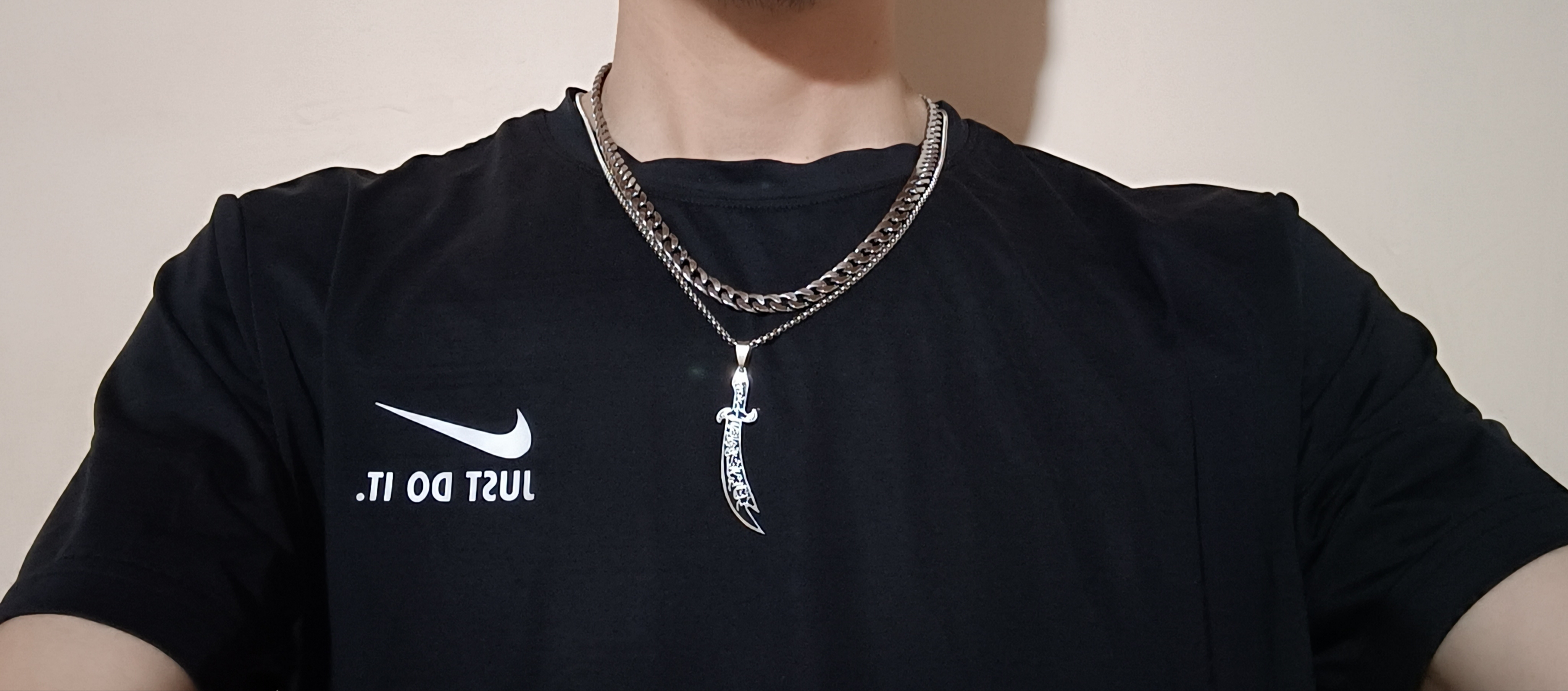 Erkaklar kuloni, osma bo‘yin zanjiri, unisex,  Zulfiqor musulmon tumori
