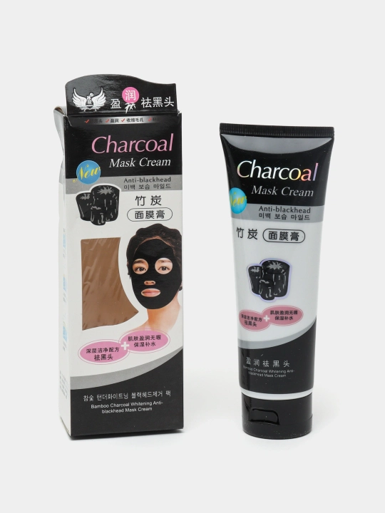 Charcoal Mask Угольная маска для лица против прыщей, черная, отбеливающая, 130 г