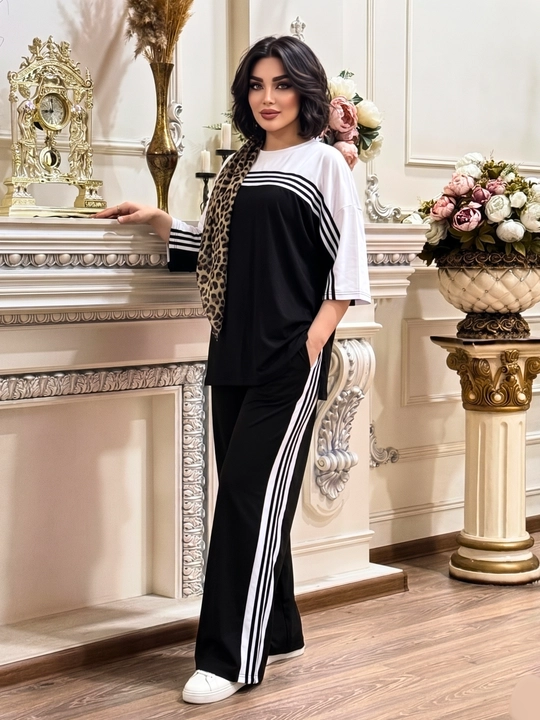 MONIKA Ayollar kostyumi, dvoyka, keng bichim, keng shim - 