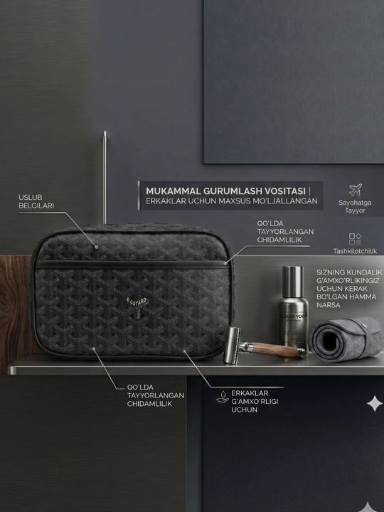 Goyard erkaklar sumkasi, kross bodi, erkaklar uchun barsetka