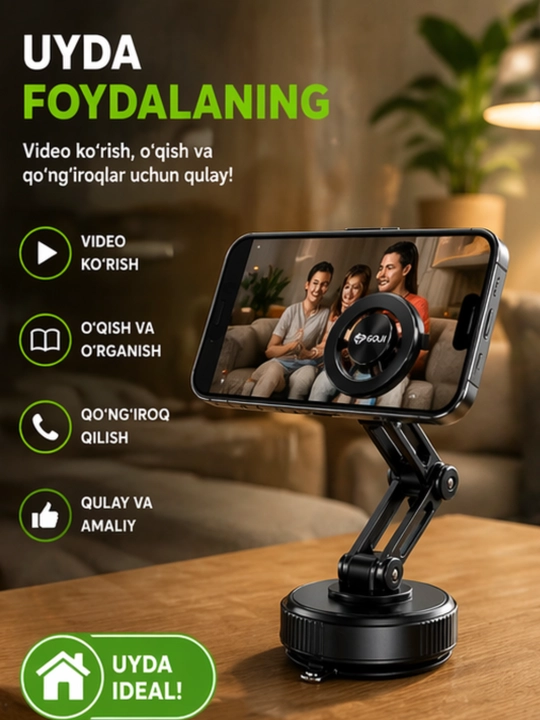 Magnitli Telefon Holder –360° Aylanuvchi Kuchli Magnit, Universal Avto, Uy, Ofis, Oshxona