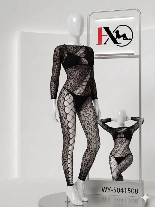 Женский боди-комбинезон, прозрачный леопардовый lingerie - 