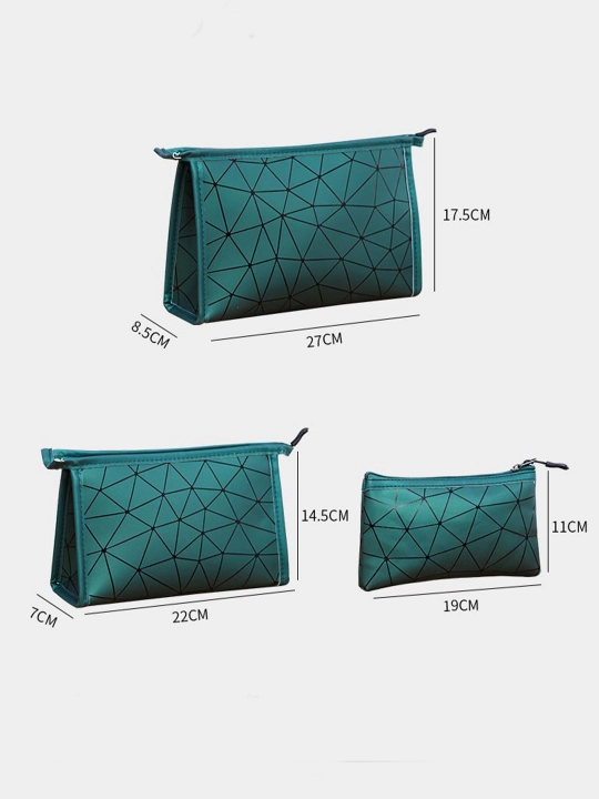 Kosmetika sumkachasi ayollar uchun, geometrik, 3 xil o'lcham, kosmetika sumka