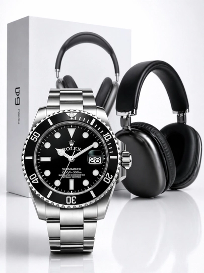 Подарочный набор: часы Rolex + беспроводные наушники P9