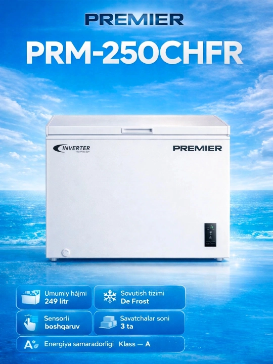 Premier PRM-250CHFR 249 litrli muzlatgich, Inverter, De Frost, sensorli boshqaruv - 