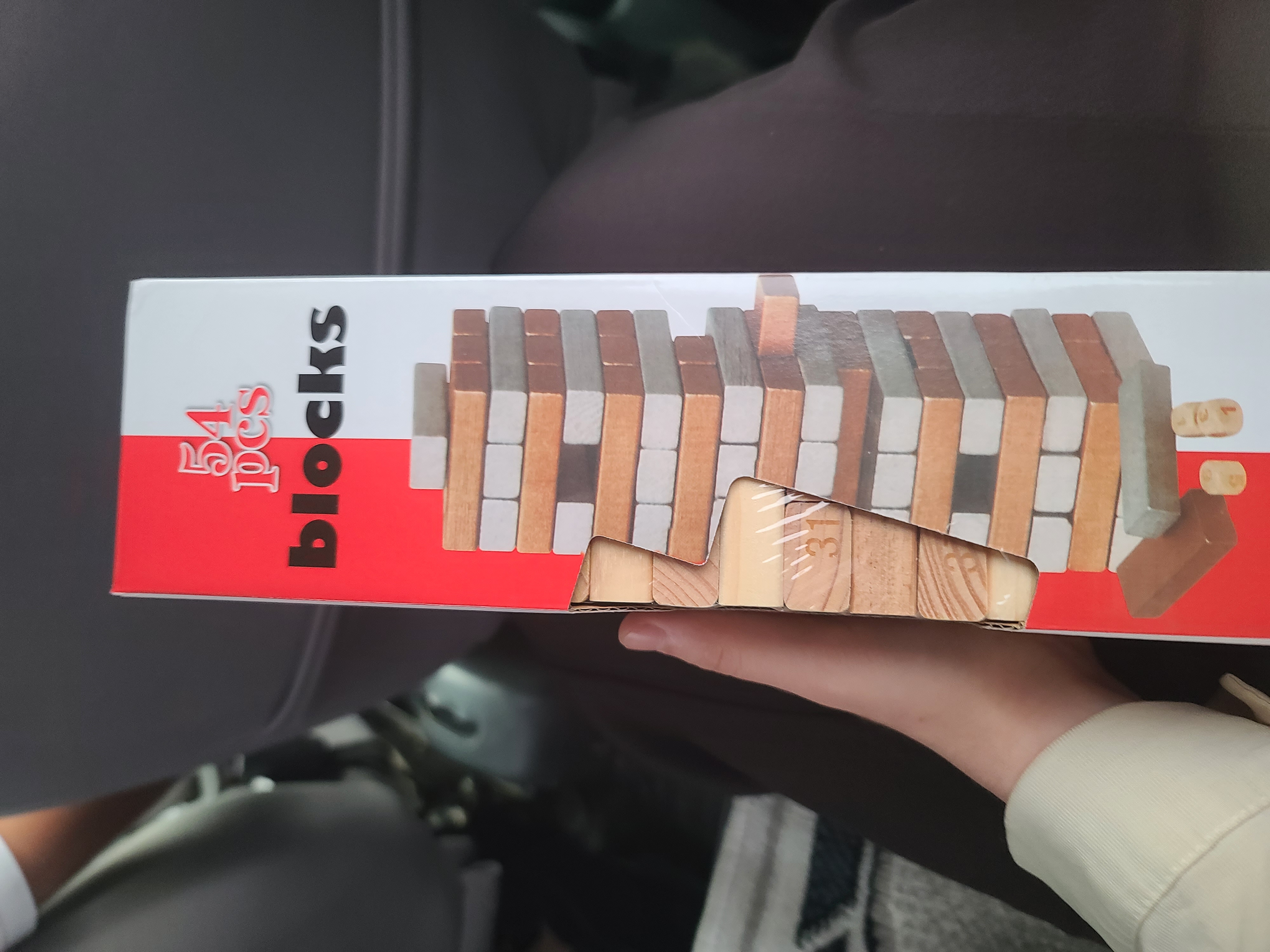 Stol o'yini Jenga, qulayotgan minora, do'stlar va oila uchun, sargish, 54 yog'och bloklari