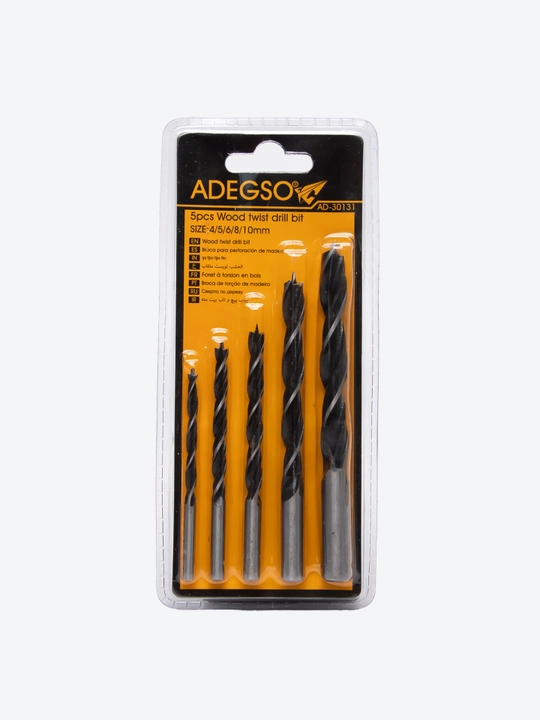 ADEGSO yog‘och uchun 5 dona - 4 / 5 / 6 / 8 / 10 mm burg‘ular to‘plami - 