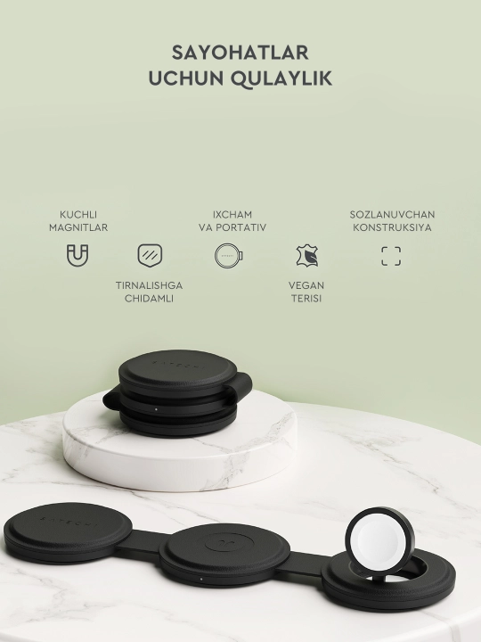 Беспроводная зарядка 2в1 и 3в1 Satechi Qi2 15W, складная, магнитная