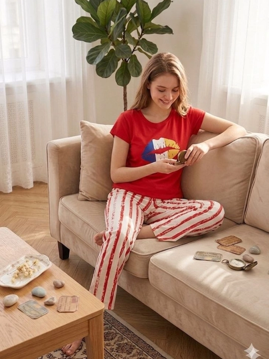Ayollar va qizlar uchun pijamalar, ikkilik, uy uchun futbolka va shimlar, 2 ga 1 - 