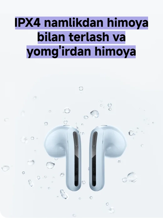 Redmi Buds 6 Active android va iOS uchun simsiz quloqchinlar 30 soatgacha quvvat