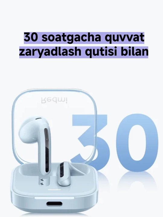 Redmi Buds 6 Active android va iOS uchun simsiz quloqchinlar 30 soatgacha quvvat