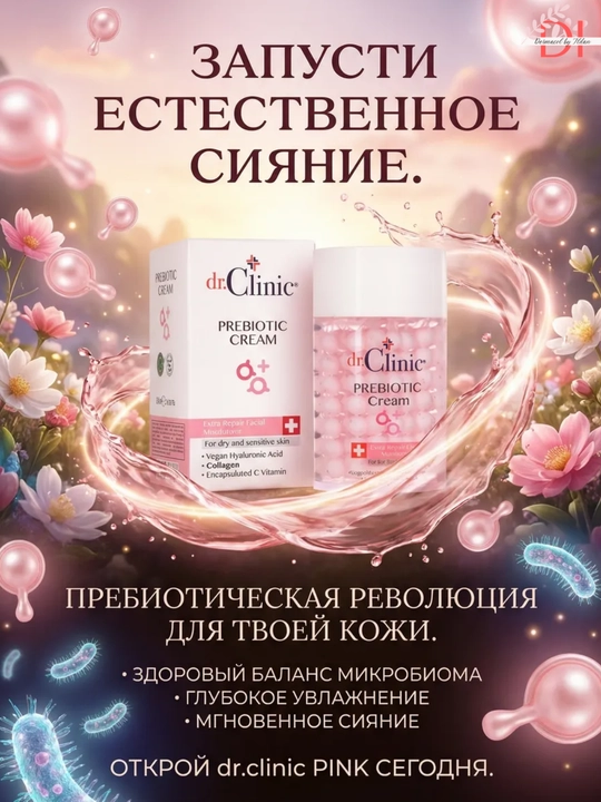 Увлажняющий и восстанавливающий уход для сухой и чувствительной кожи Dr. Clinic Prebiotic