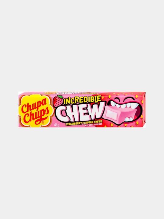 Жевательная конфета Chupa Chups Incredible Клубника, 47 г - 