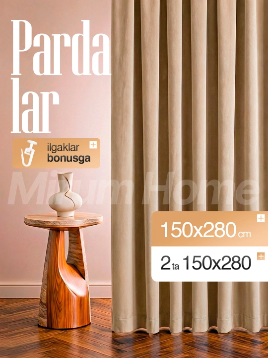 Tayyor parda velur, yotoqxona va xona uchun dekorativ zamonaviy pardalar