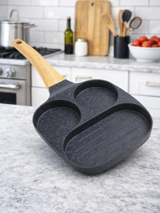 3 in 1 qovurish tovasi, non stick skovorodka, breakfast va grill pan