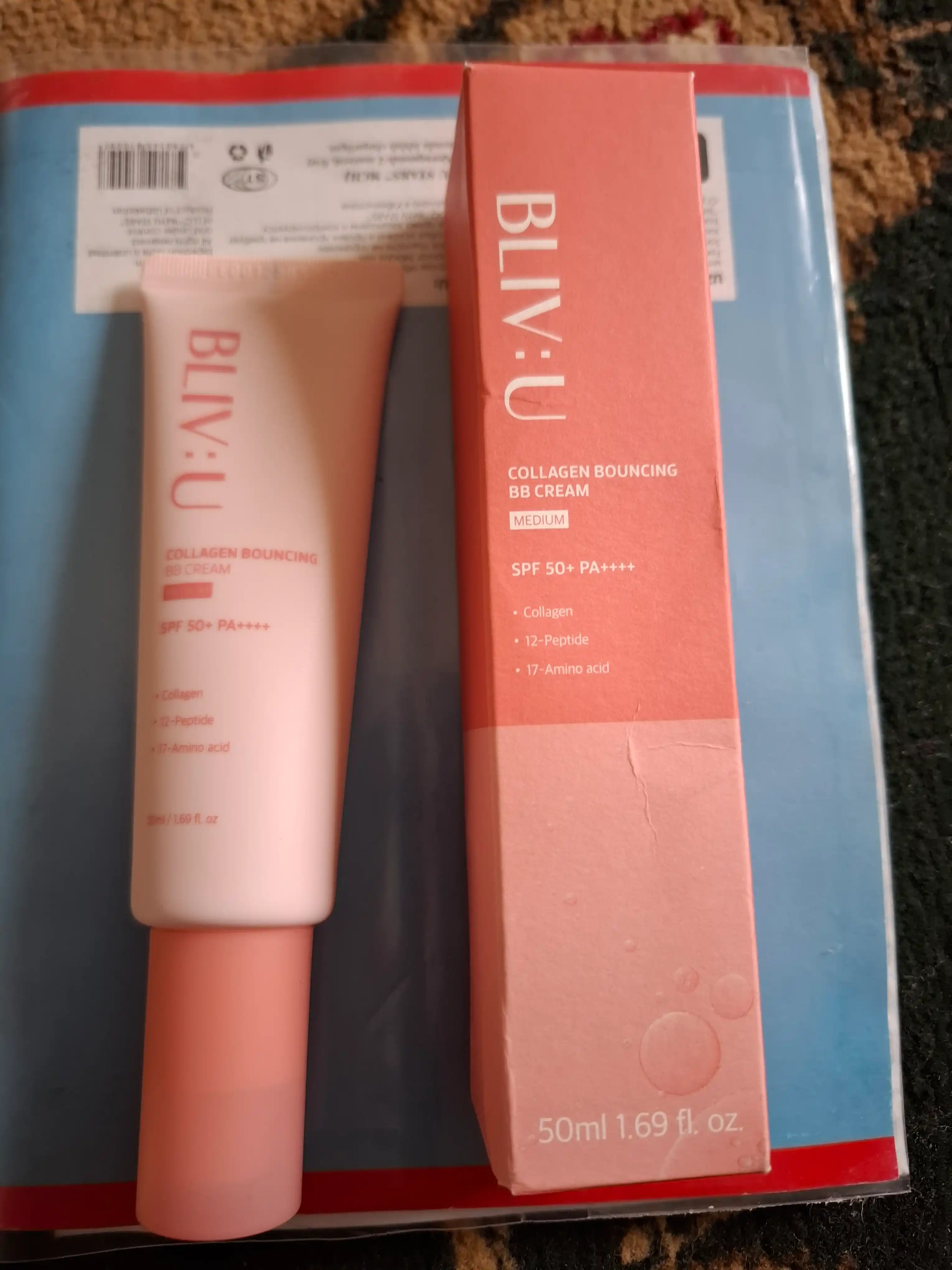 Namlovchi, yengil BB krem saten tamom bilan BLIV:U Collagen Bouncing, 50 ml