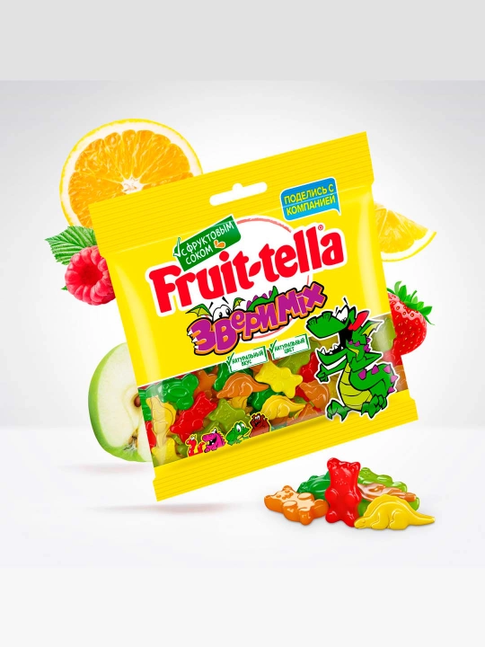 Жевательный мармелад Fruit-tella Звери MIX 150гр