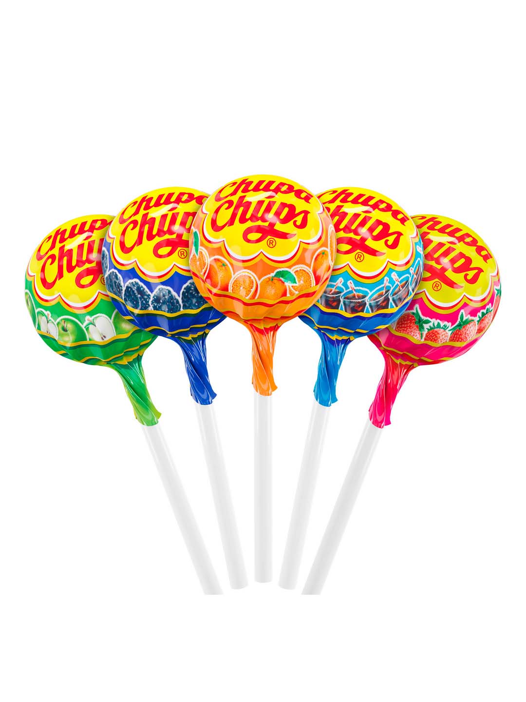 Chupa Chups muzqaymoq karameli Mevalar + 12 grammdan 100 dona kola