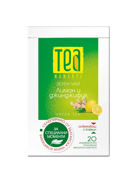 "Tea Moments" Limon va zanjabilli yashil choy, 20 ta filtr qoplari - 