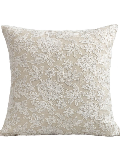 Наволочка декоративная с гипюровой вышивкой, размером 45х45, PILLOW12