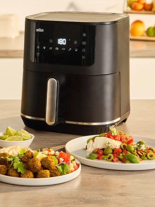 Braun MultiFry 5 HF5034IBK aerogril, 6 l, 1700 Vt, 8 dastur, keramik qoplama