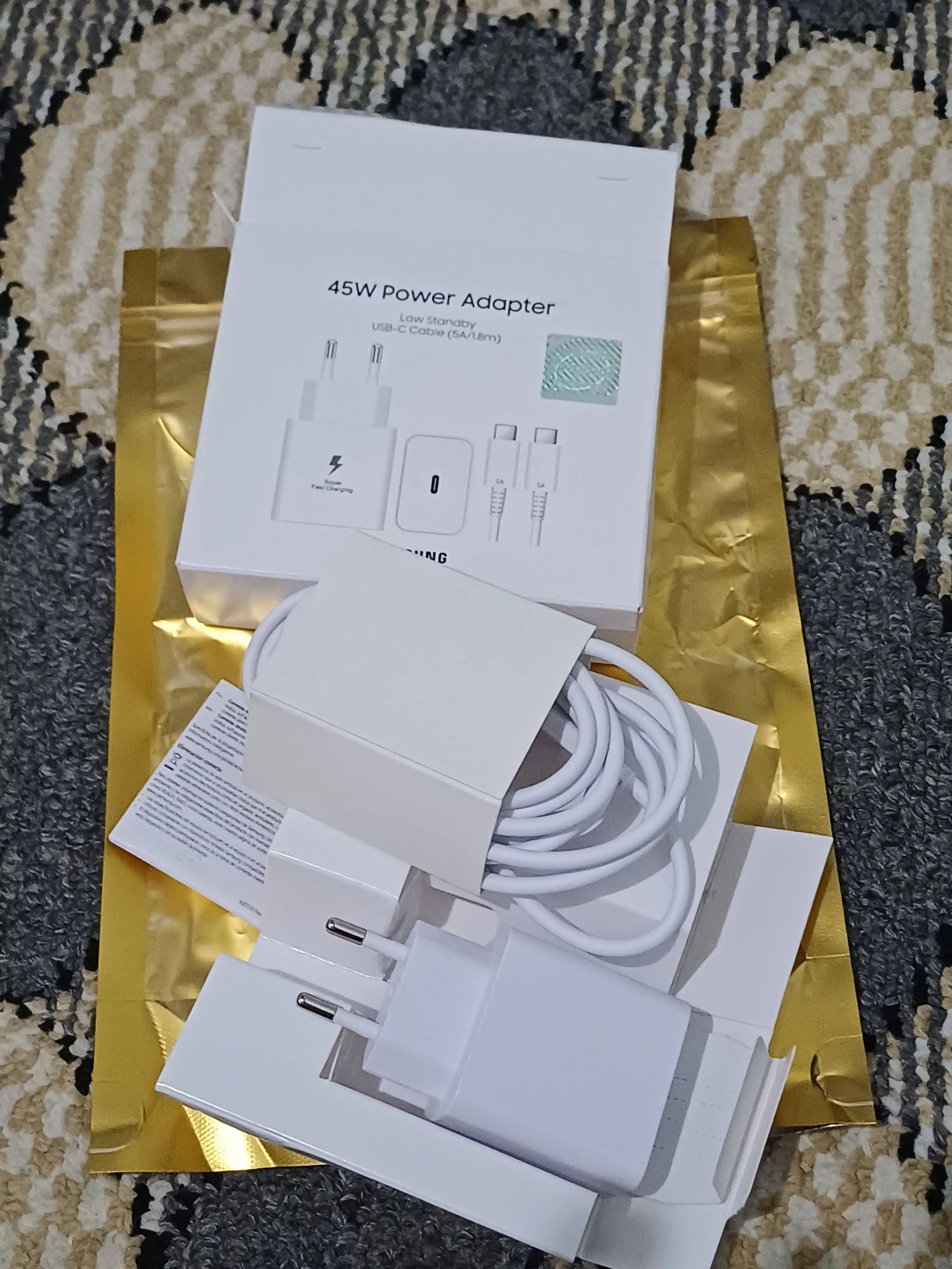 Samsung 45W USB-C (Type-C) Быстрое зарядное устройство + кабель USB-C 5A 1.8м