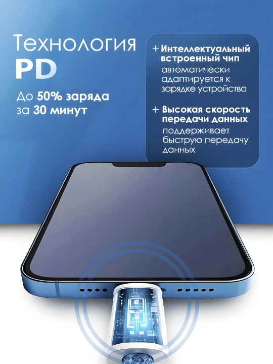 USB Type-C kabeli - Type-C 120W tezkor quvvatlash, 1 m, smartfon va noutbuk uchun