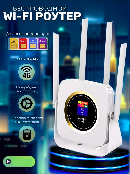 4G LTE WiFi CPE router 2 m tashqi antennali, tezligi 300 Mbit/s gacha, SIM-karta - 