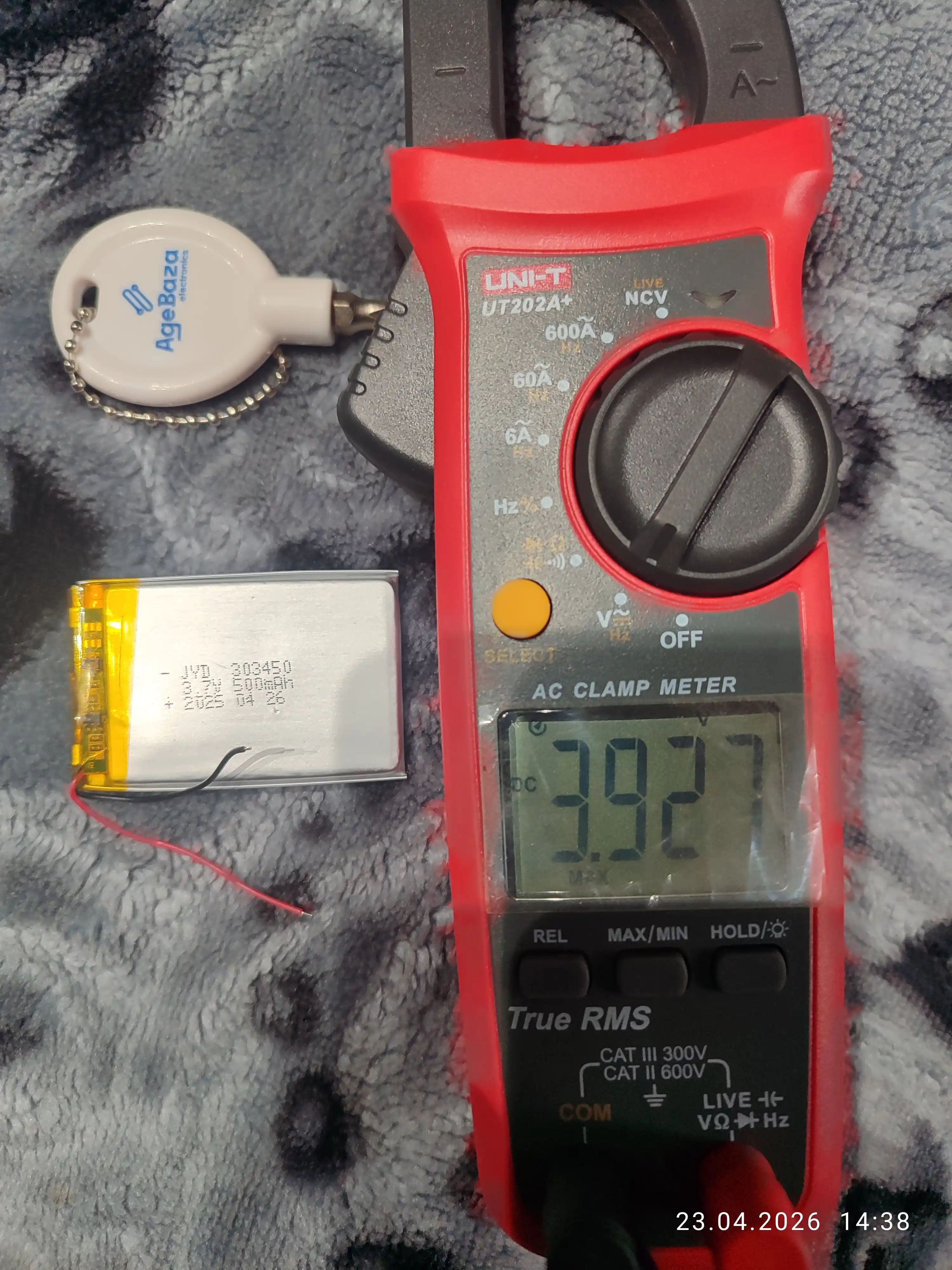 Li-Pol akkumulyator 303450, 3.7V 500mAh, 2pin, 30×34×50 mm