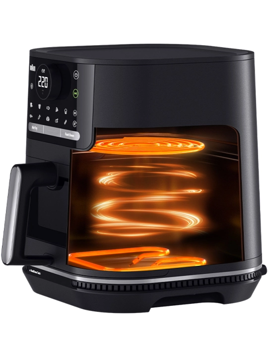 Braun MultiFry 5 HF5055IBK aerogril, 6 l, 2000 Vt, 15 dastur, kuzatuv oynasi