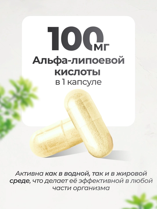Альфа Липоевая кислота для похудения, VitaMeal, 100 мг, 180 капсул