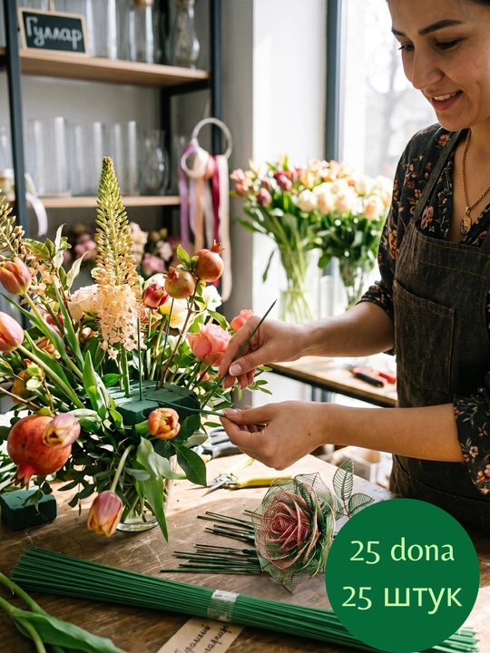 Yashil rangli sim 2 mm, 35 sm, 25 dona
