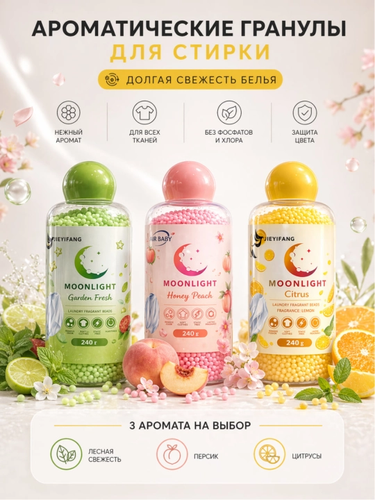 MOONLIGHT Garden Fresh 240 g kir yuvish granulalari — 30 kungacha saqlanadigan yangilik