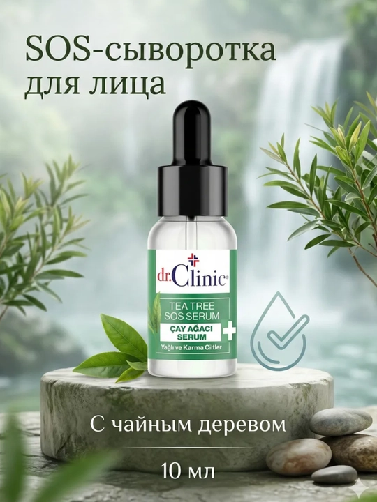 Сыворотка для лица Dr.Clinic с чайным деревом успокаивает воспаления и бороться с ними