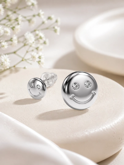 Серьги из серебра 925 пробы с родием, вставки: кристалл E1528