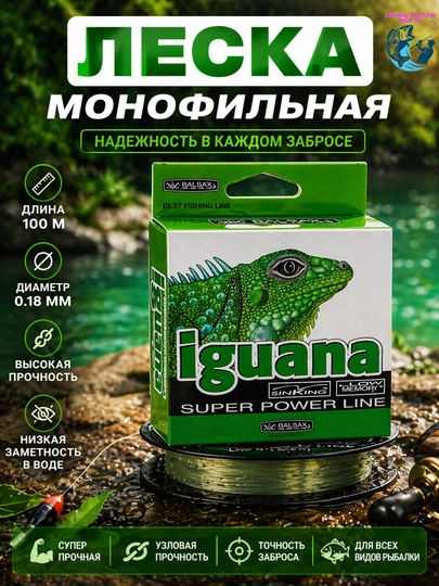 Монофильная леска для рыбалки Iguana S power line, 100 м