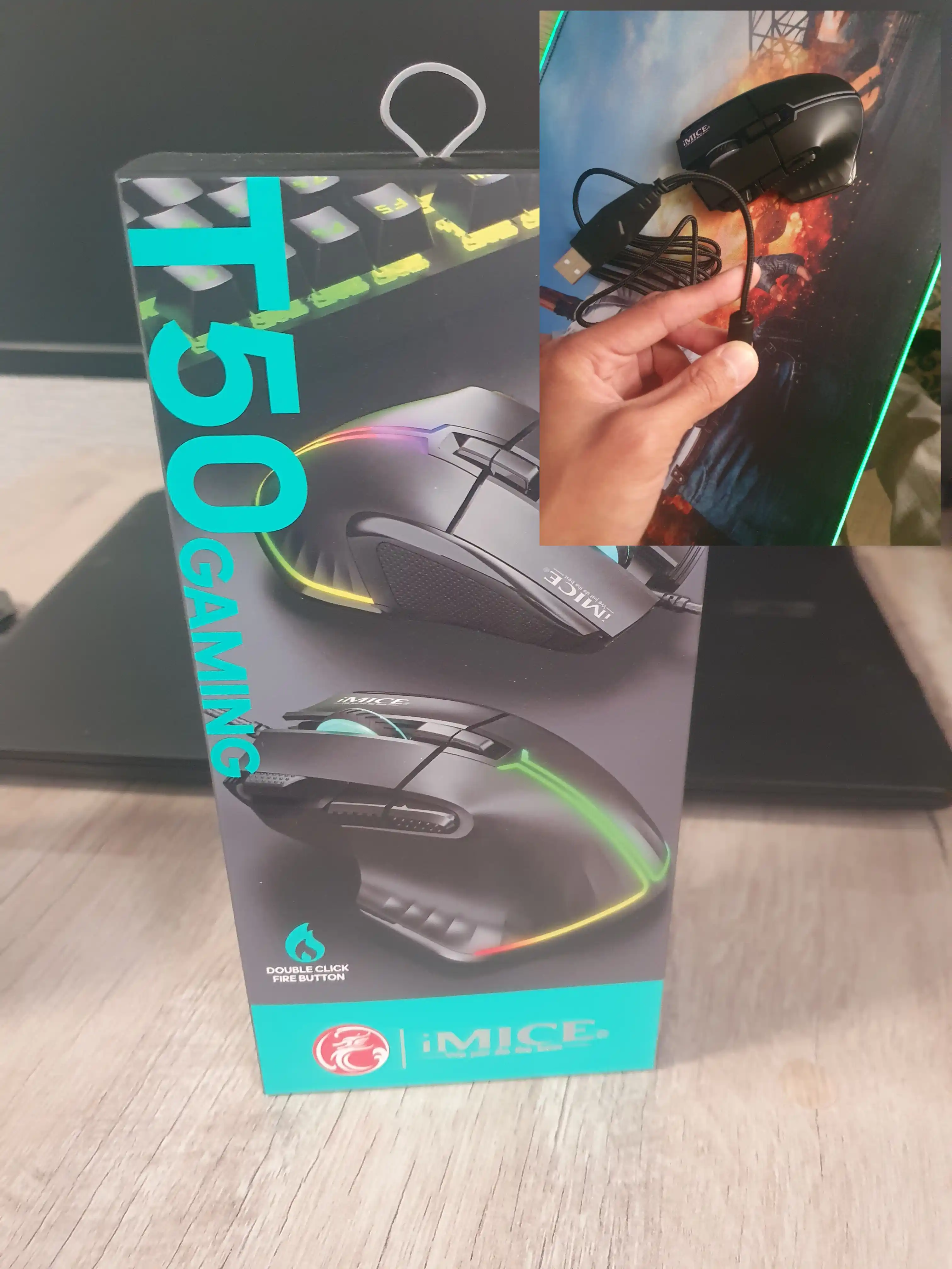 Проводная компьютерная мышь, для Gamer, iMICE с RGB подсветкой, 12800 DPI
