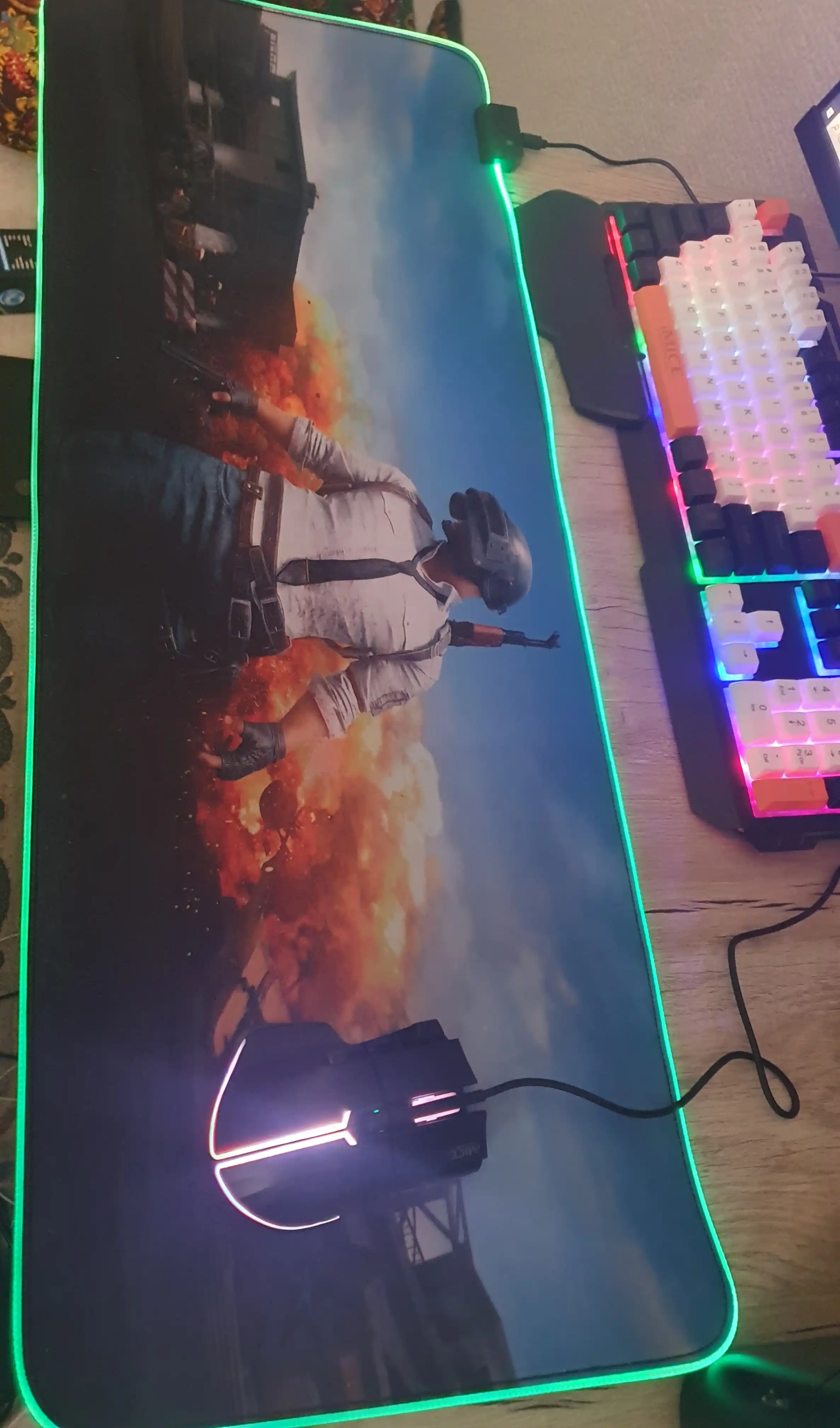 Игровой компьютерный коврик для мыши и клавиатуры, iMICE XXL 80x30 см с RGB-подсветкой