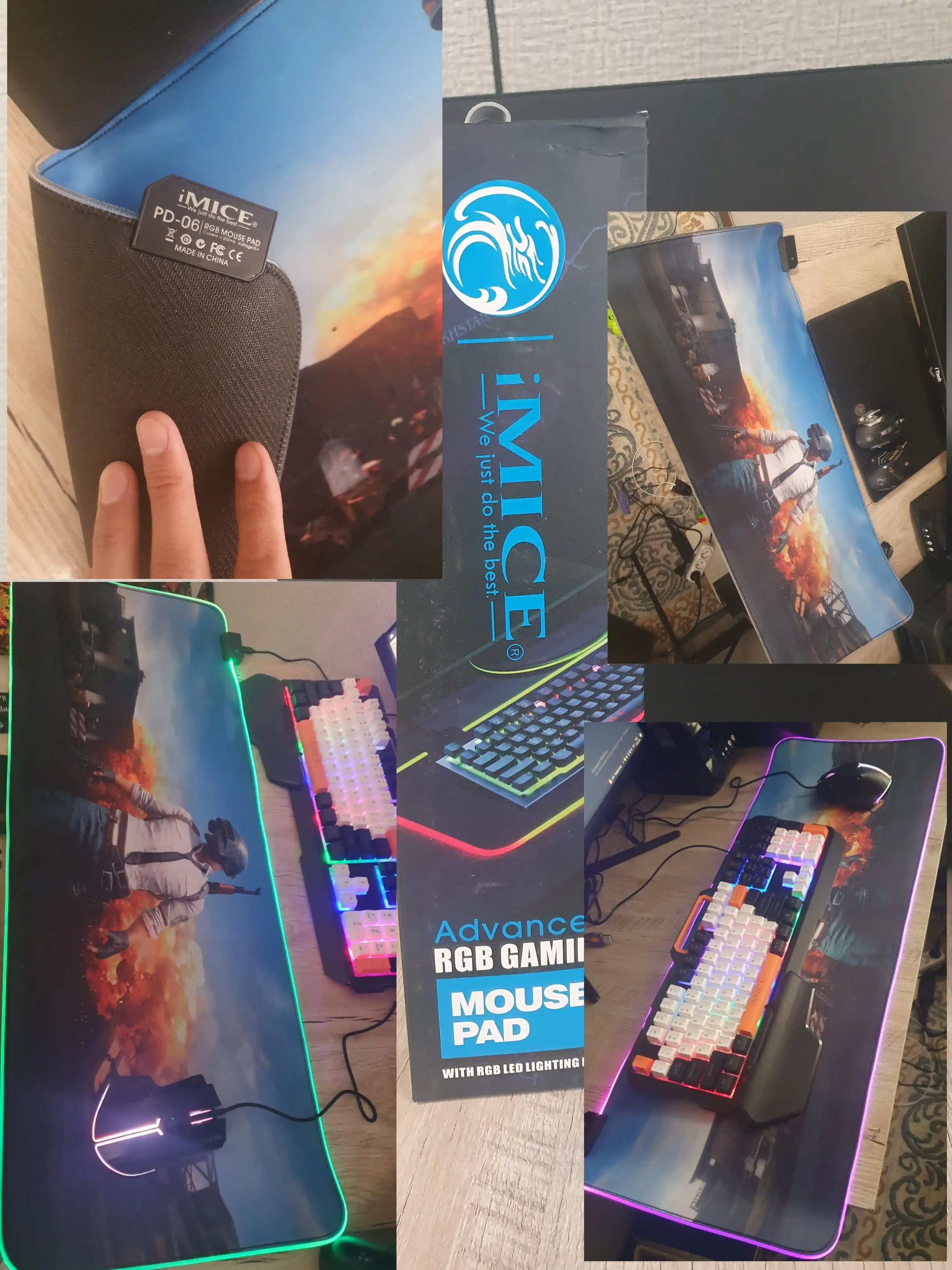 Игровой компьютерный коврик для мыши и клавиатуры, iMICE XXL 80x30 см с RGB-подсветкой