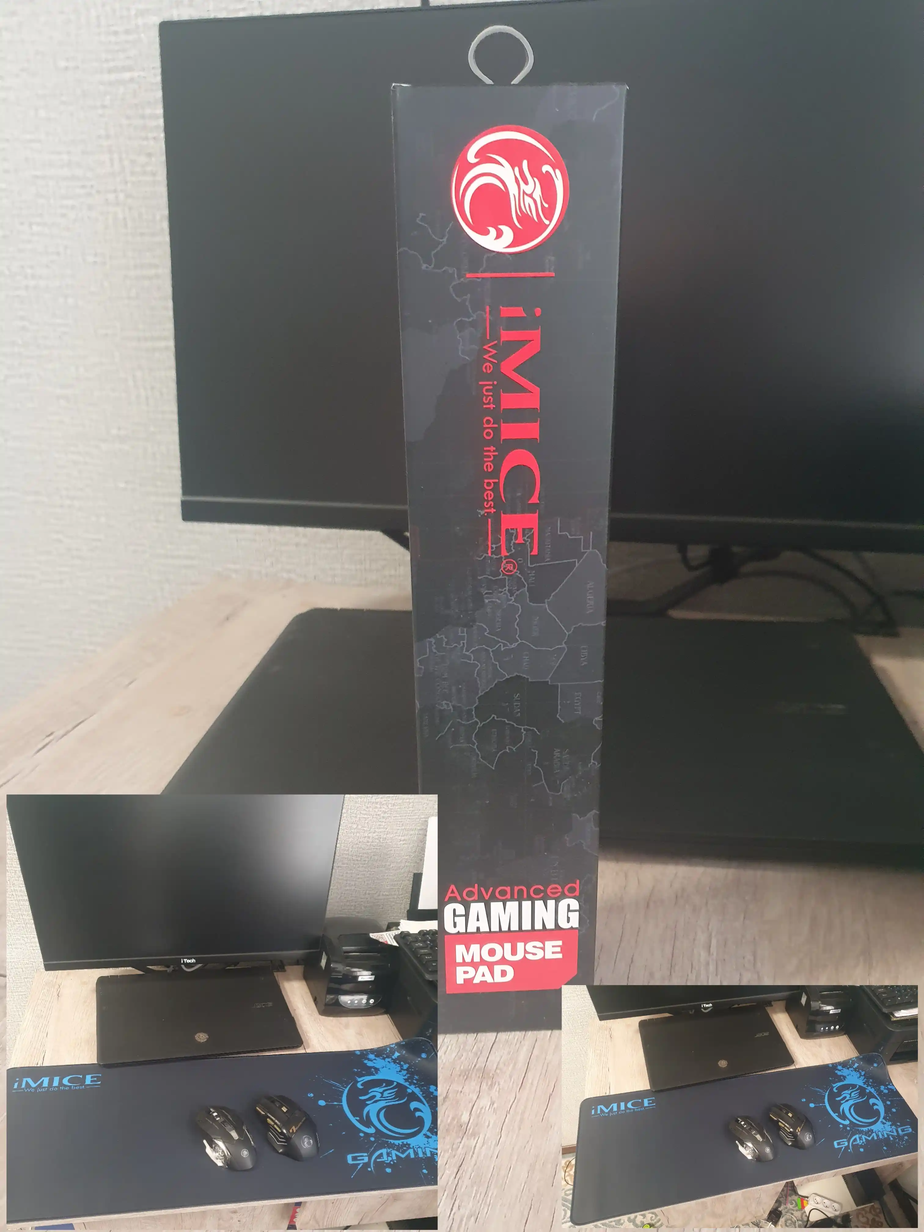 Игровой компьютерный коврик для мыши и клавиатуры, iMICE XXL 80x30 см с RGB-подсветкой